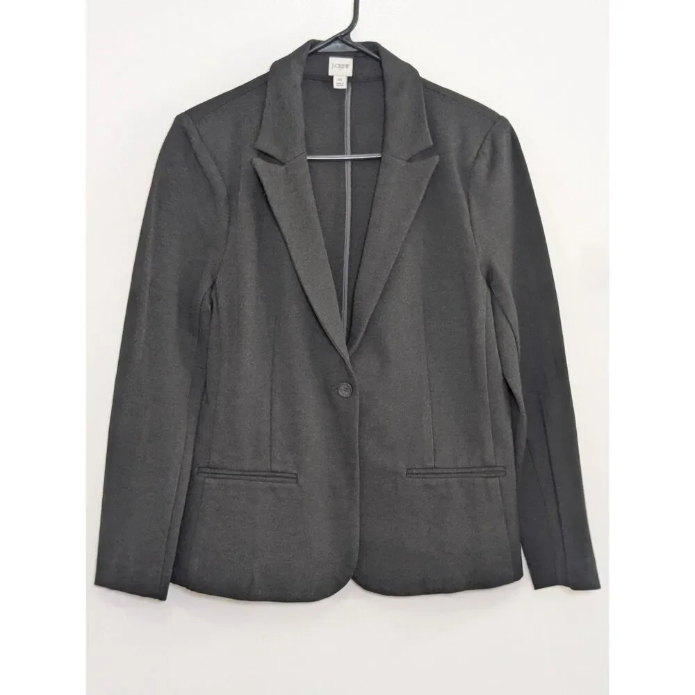 J. Crew Charcoal Grey Ponte Knit Blazer Career Workwear Size 10 Minimalist